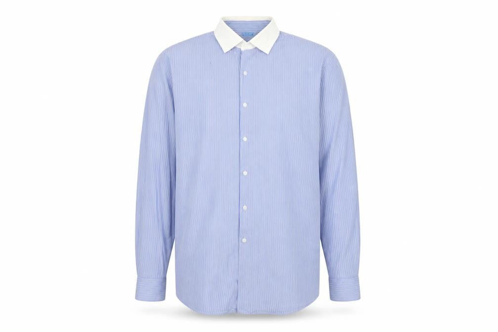 Van Heusen Men’s Blue Striped Slim Fit Long Sleeve Button-Up Shirt 16.5