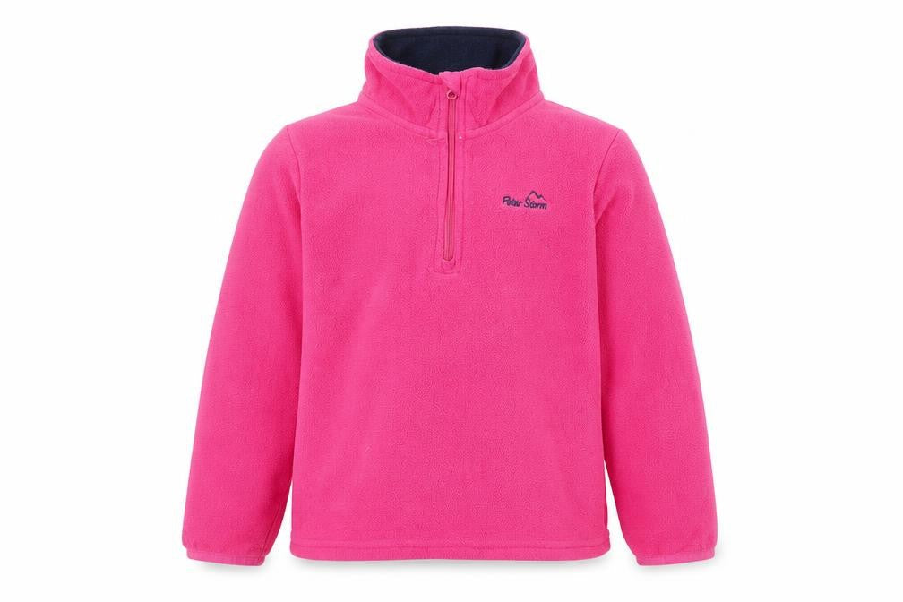 Peter Storm Girls Pink Fleece 1/4 Zip Pullover Sweatshirt 5-6 Years