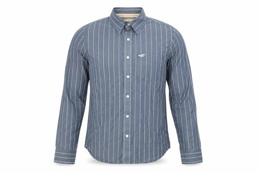 Hollister Men Blue Striped Button-Up Cotton Shirt Size S