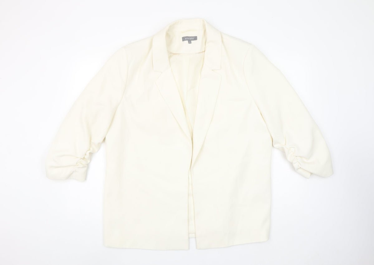 Principles Women Ivory Size 16 Long Sleeve Single-Breasted Blazer