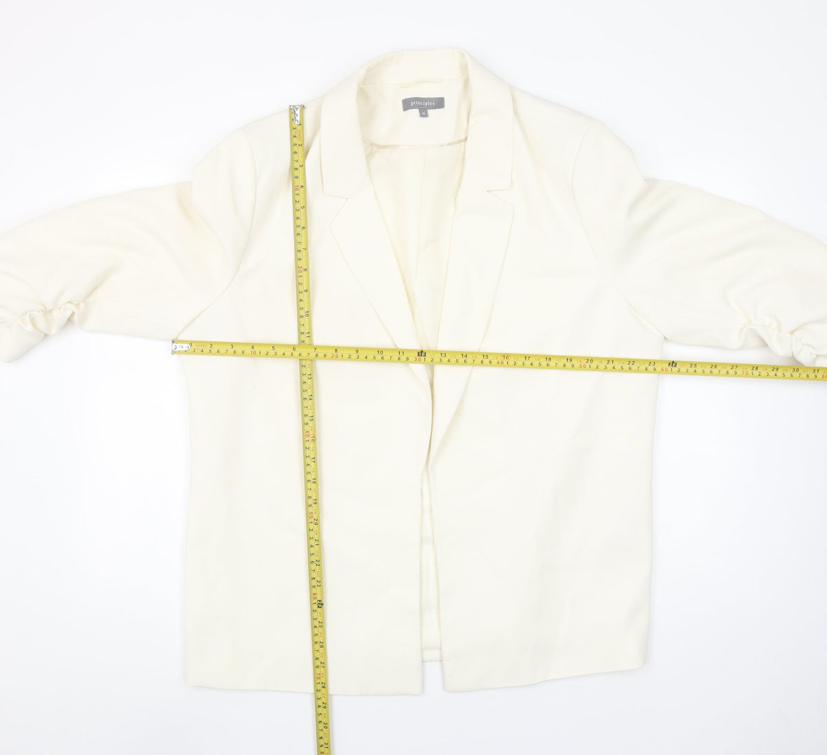 Principles Women Ivory Size 16 Long Sleeve Single-Breasted Blazer