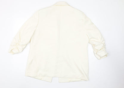 Close-up detail of Principles Women Ivory, size 16, Long Sleeve Single-Breasted Blazer