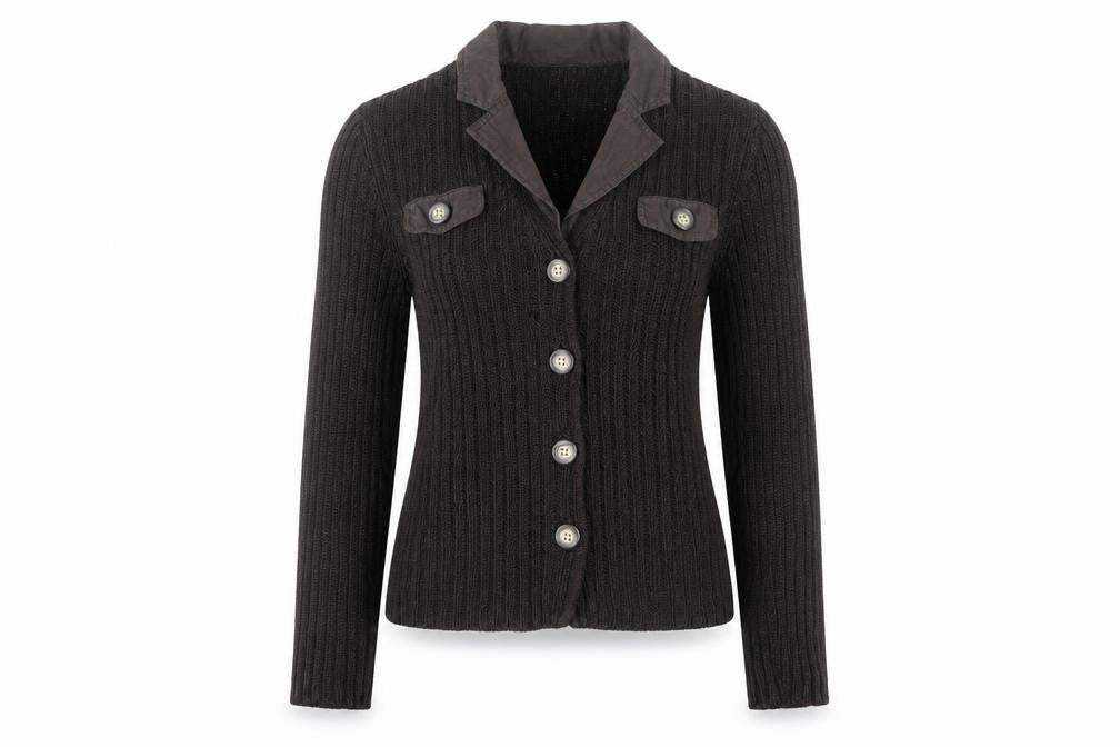 Precis Petite Brown Knit Button Cardigan Women’s Small Collared Wool Blend