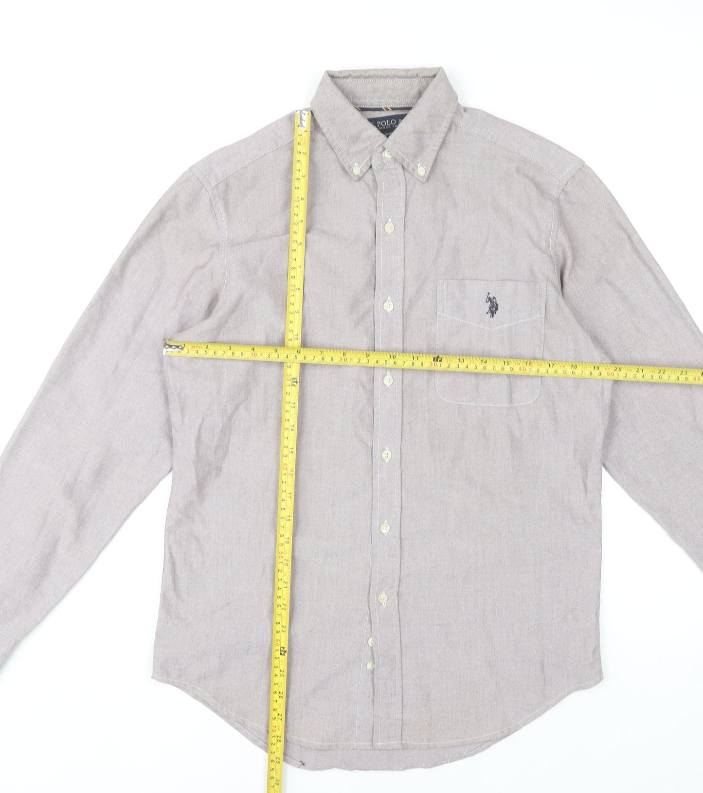 U.S. Polo Assn. Men's Beige Classic Fit Long Sleeve Dress Shirt S