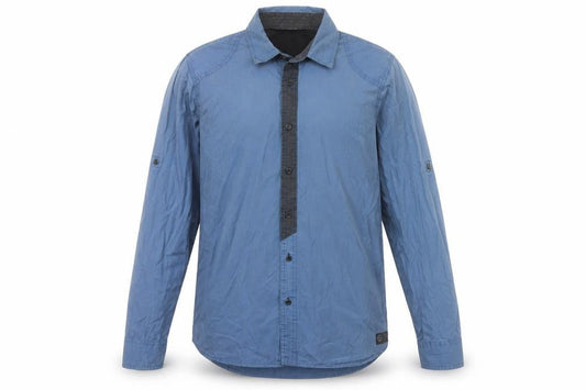 Kuyichi Men's Blue Cotton Long Sleeve Button-Up Shirt L