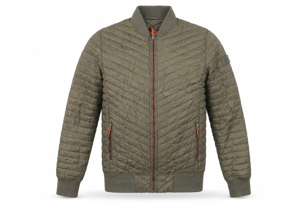 Superdry Men's Green Nylon Quilted Bomber Jacket Size S