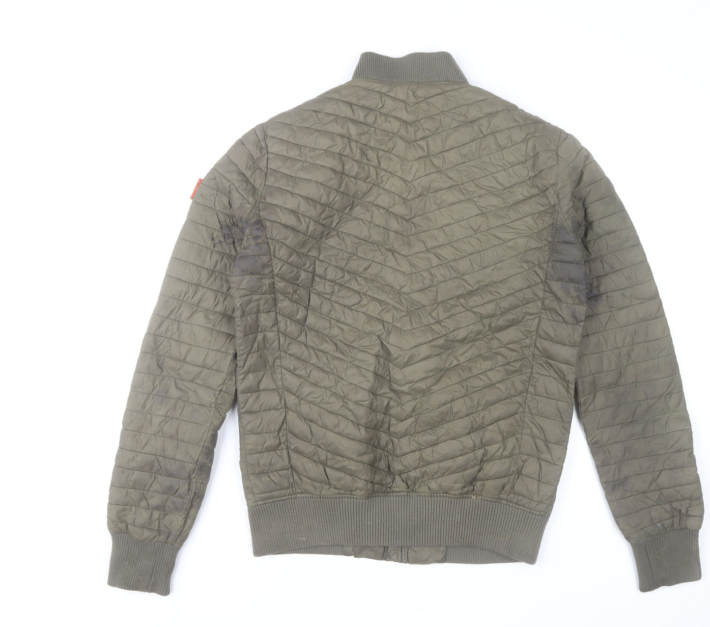Superdry Men's Green Nylon Quilted Bomber Jacket Size S