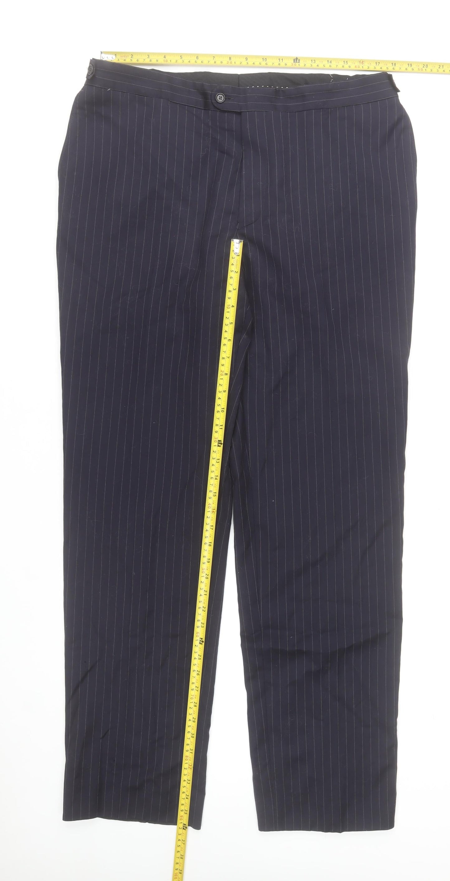 Chaplins Men’s Blue Pinstripe Wool Dress Trousers 40L