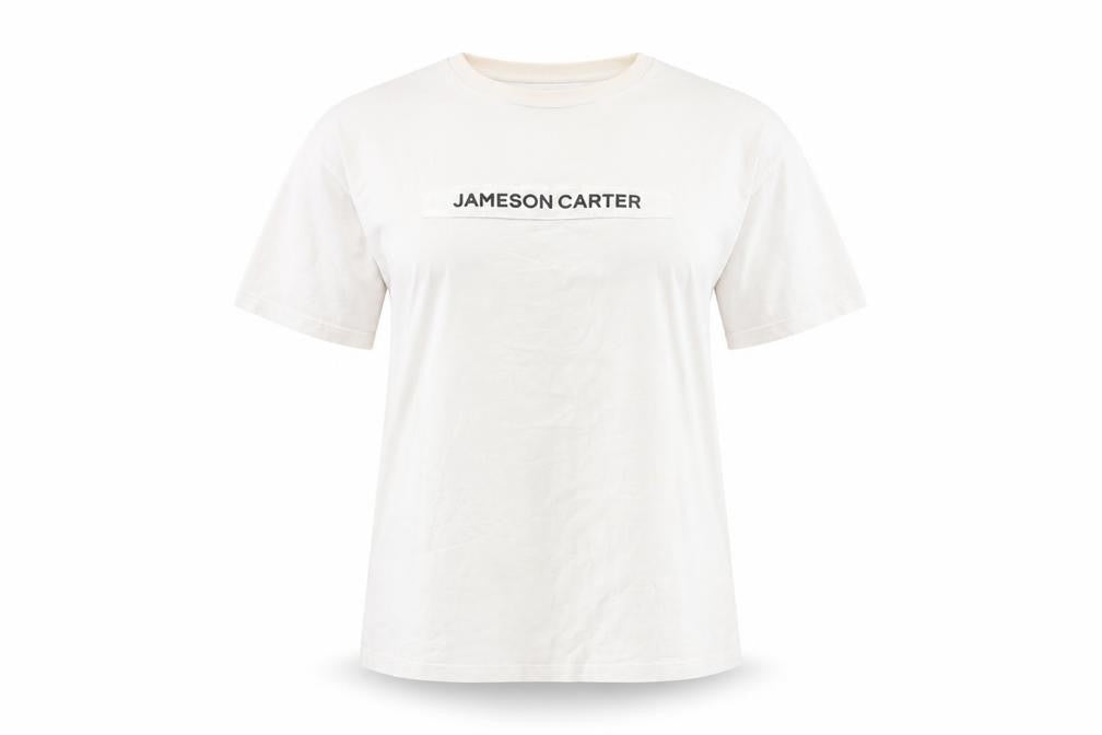 Jameson Carter Womens White Cotton Basic T-Shirt Size S