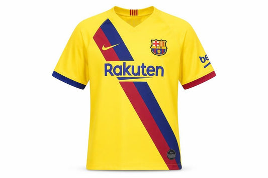 Front view of Nike boys’ yellow barcelona football dri-fit t-shirt xl