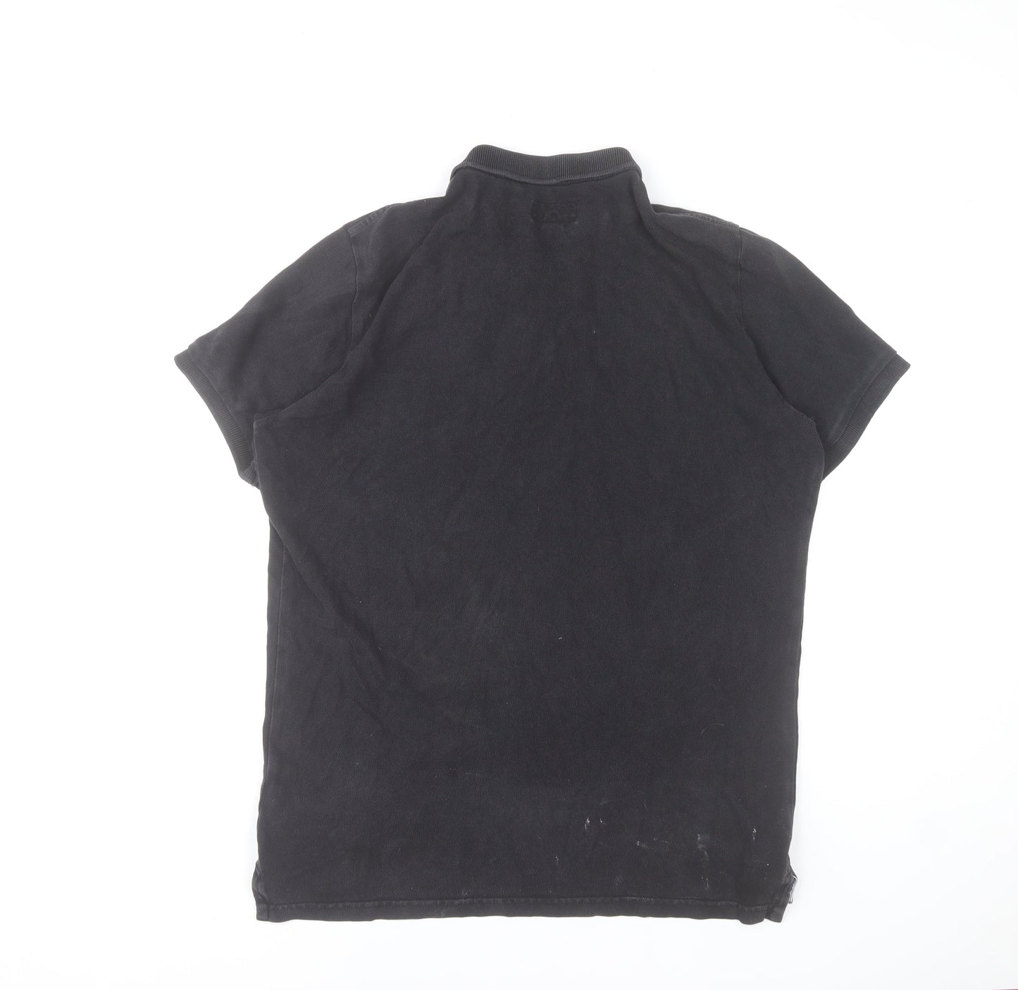 Superdry Men's Black Polo Shirt Size L Cotton Short Sleeve Casual