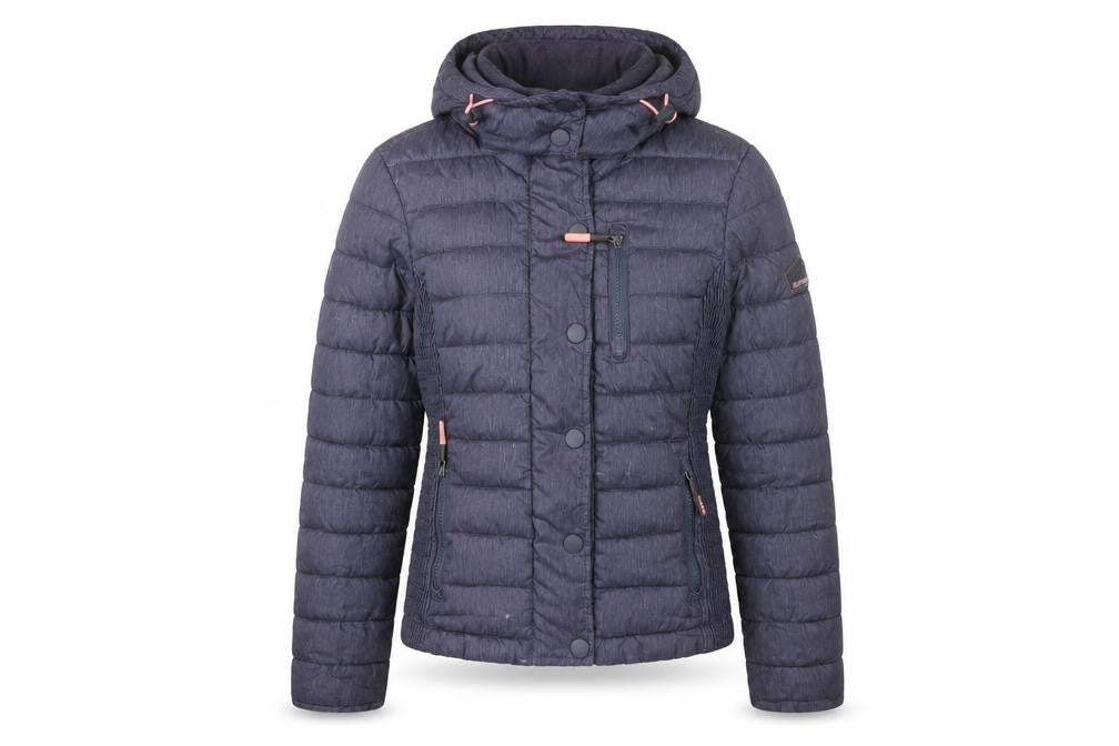Superdry Womens Blue Puffer Jacket Size 6 Hooded Lightweight Casual
