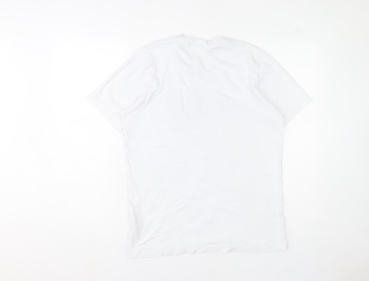 adidas Men's White Graphic Print Cotton T-Shirt Size S Regular Fit