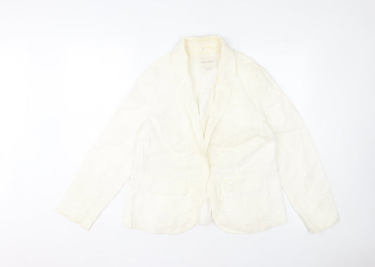 Monsoon Women’s Ivory Cotton Lace Blazer Jacket Size 16