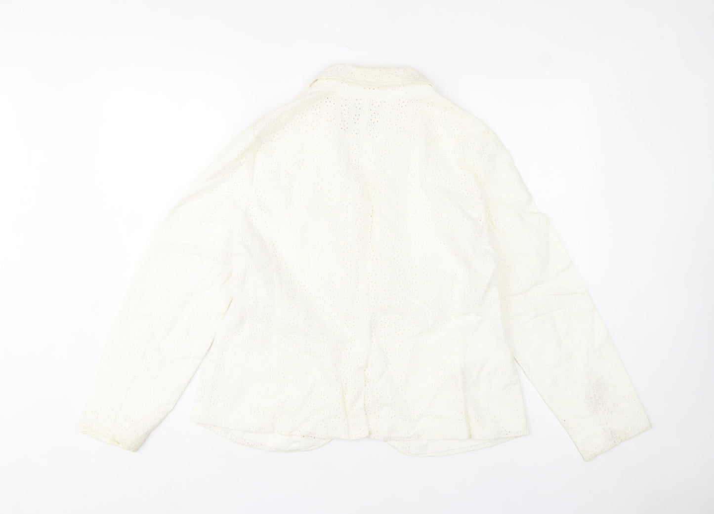 Monsoon Women’s Ivory Cotton Lace Blazer Jacket Size 16