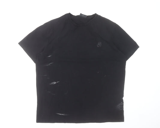 Karl Lagerfeld Men's Black Crew Neck Cotton Blend T-Shirt XL