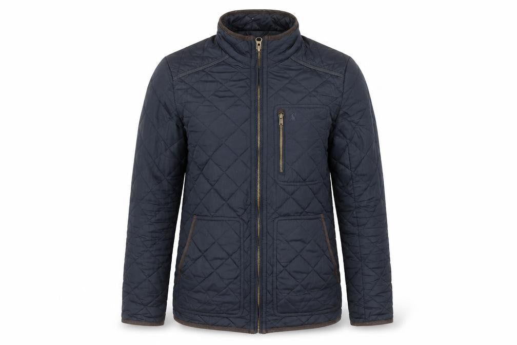 Joules Womens Blue Quilted Mid-Length Jacket Size S Polyester Zip