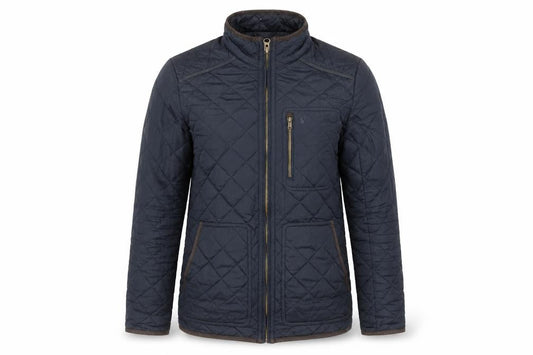 Joules Womens Blue Quilted Mid-Length Jacket Size S Polyester Zip