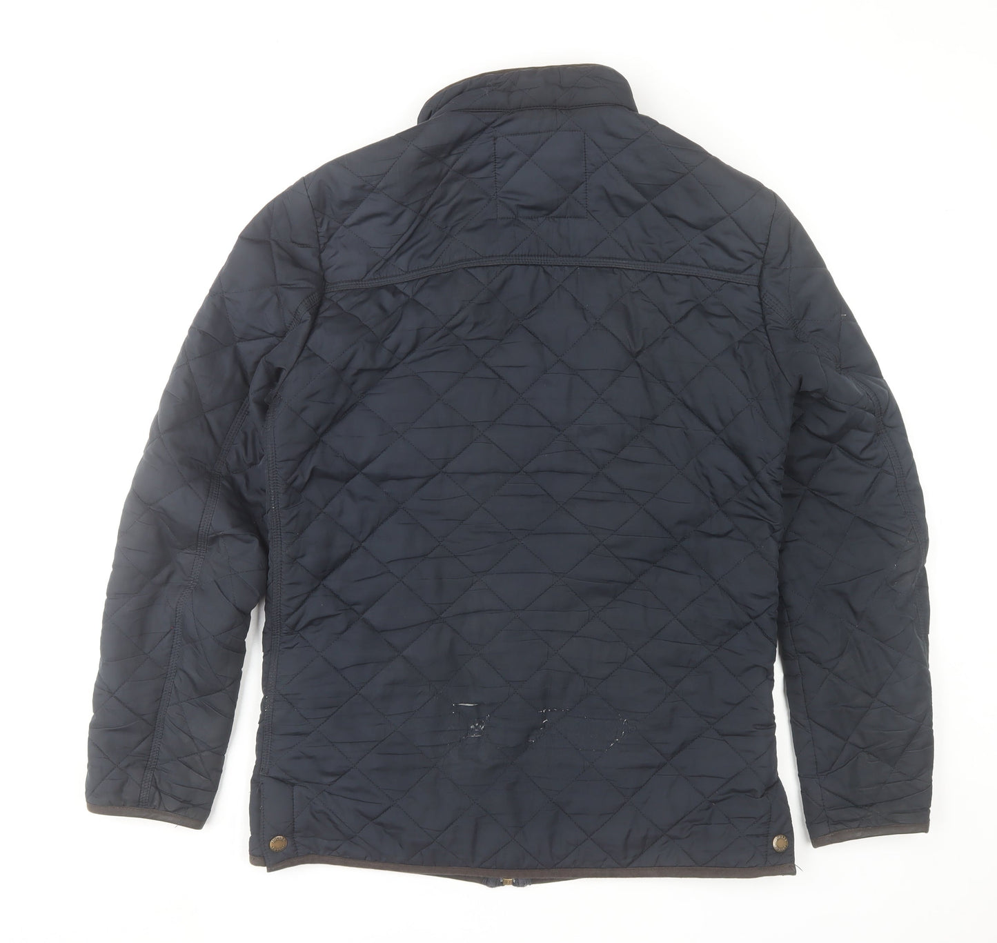 Joules Womens Blue Quilted Mid-Length Jacket Size S Polyester Zip