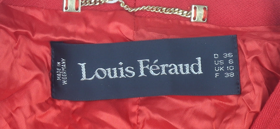 Louis Féraud Women's Red Wool Blazer UK 10 Classic Lined Jacket