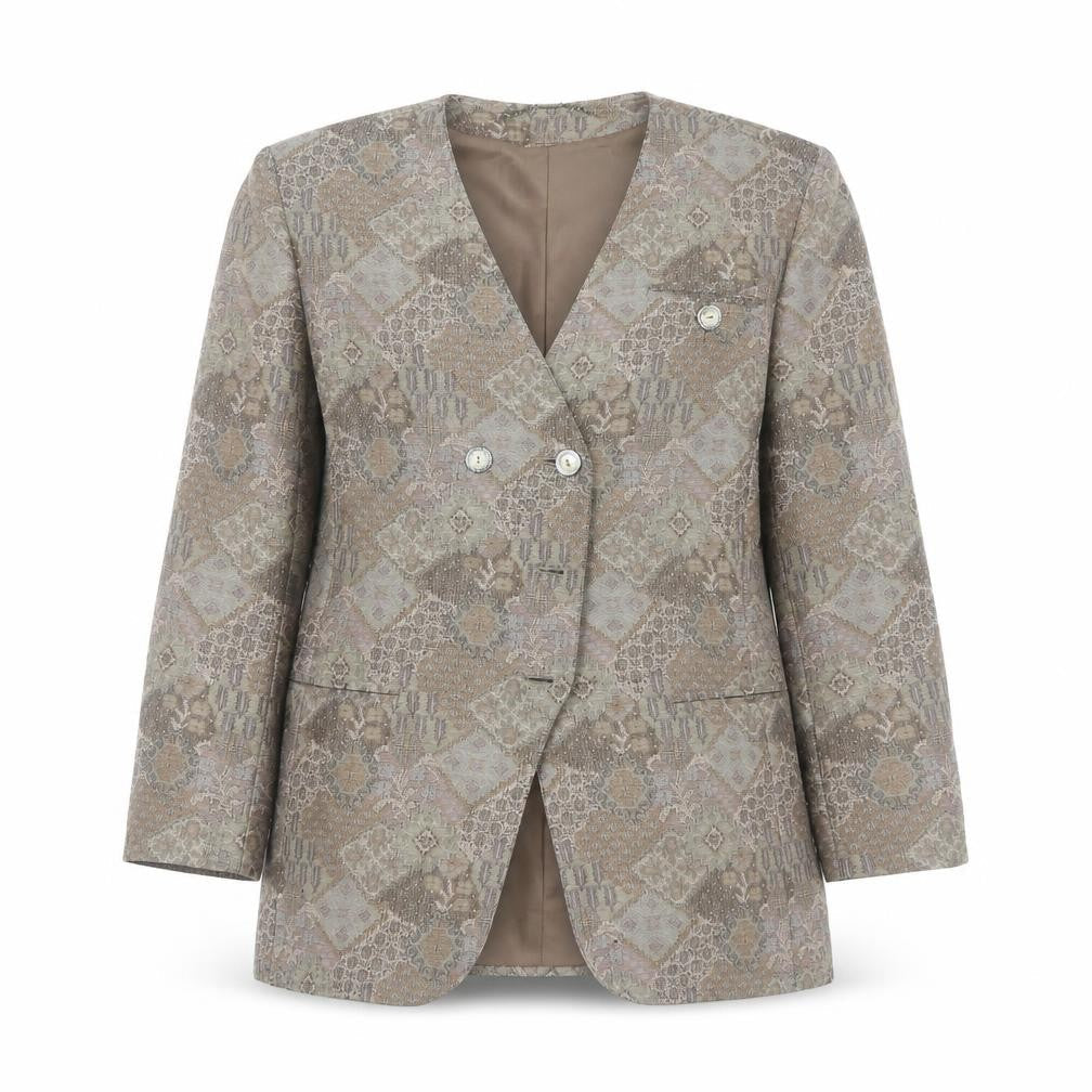 Windsmoor Womens Brown Wool Blend Geometric Blazer Size 12