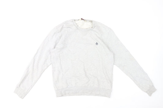 Original Penguin Mens Grey Crew Neck Sweatshirt Size M Cotton Blend