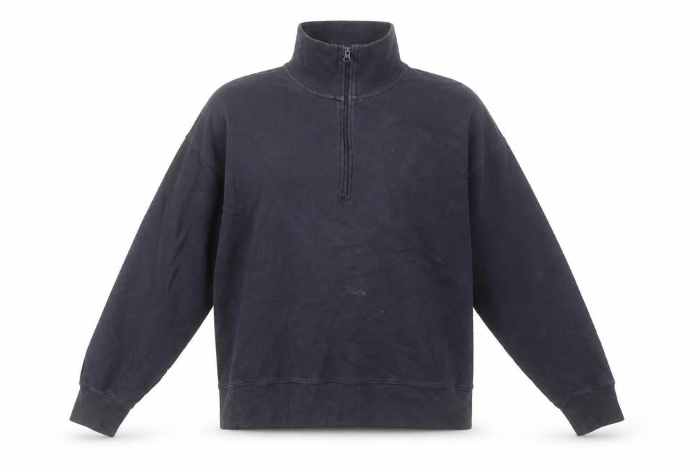 Baukjen Women's Black Organic Cotton 1/2 Zip Sweatshirt UK 14