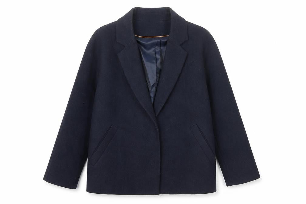 Jigsaw Women's Blue Wool Look Short Blazer Jacket M