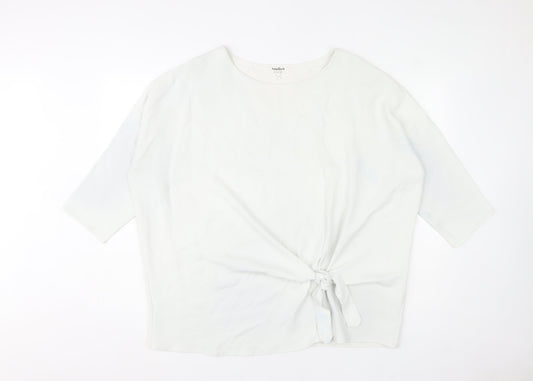 Studio 8 by Phase Eight White Tie Front Tunic Blouse Women Size 16 3/4 Sleeve