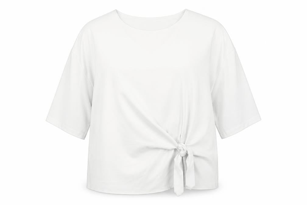Studio 8 by Phase Eight White Tie Front Tunic Blouse Women Size 16 3/4 Sleeve