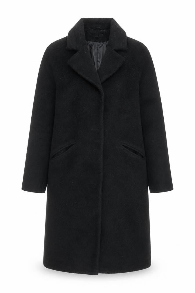 Brave Soul Women's Black Long Overcoat Size 10 Classic Wool-Blend