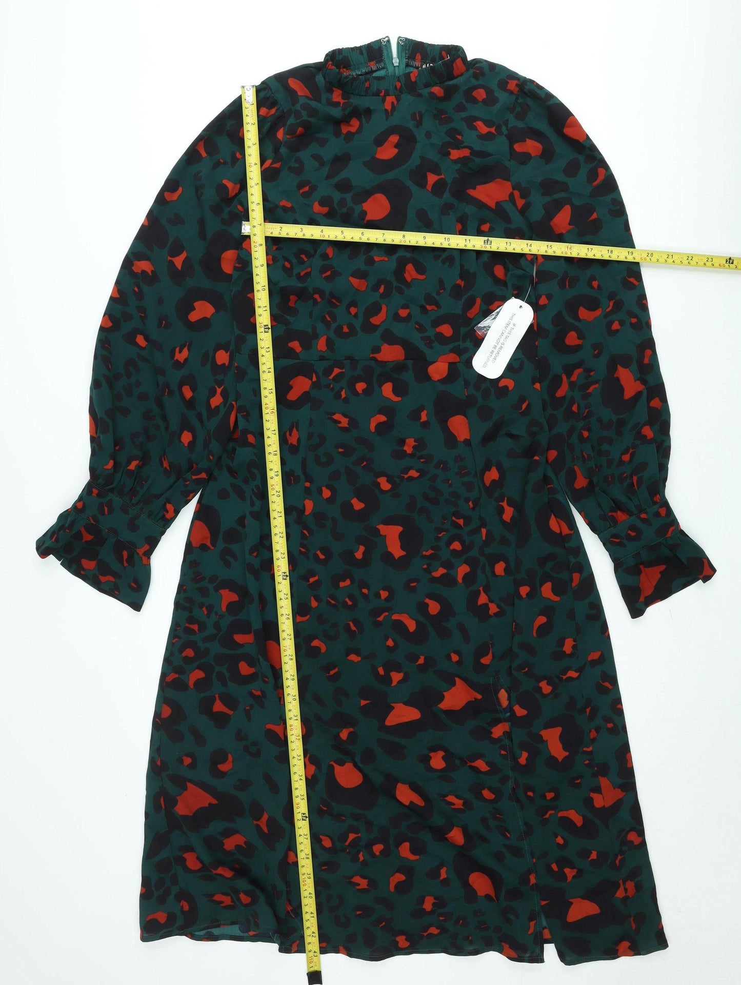 Girl In Mind Women's Green Animal Print Midi Dress Size 12