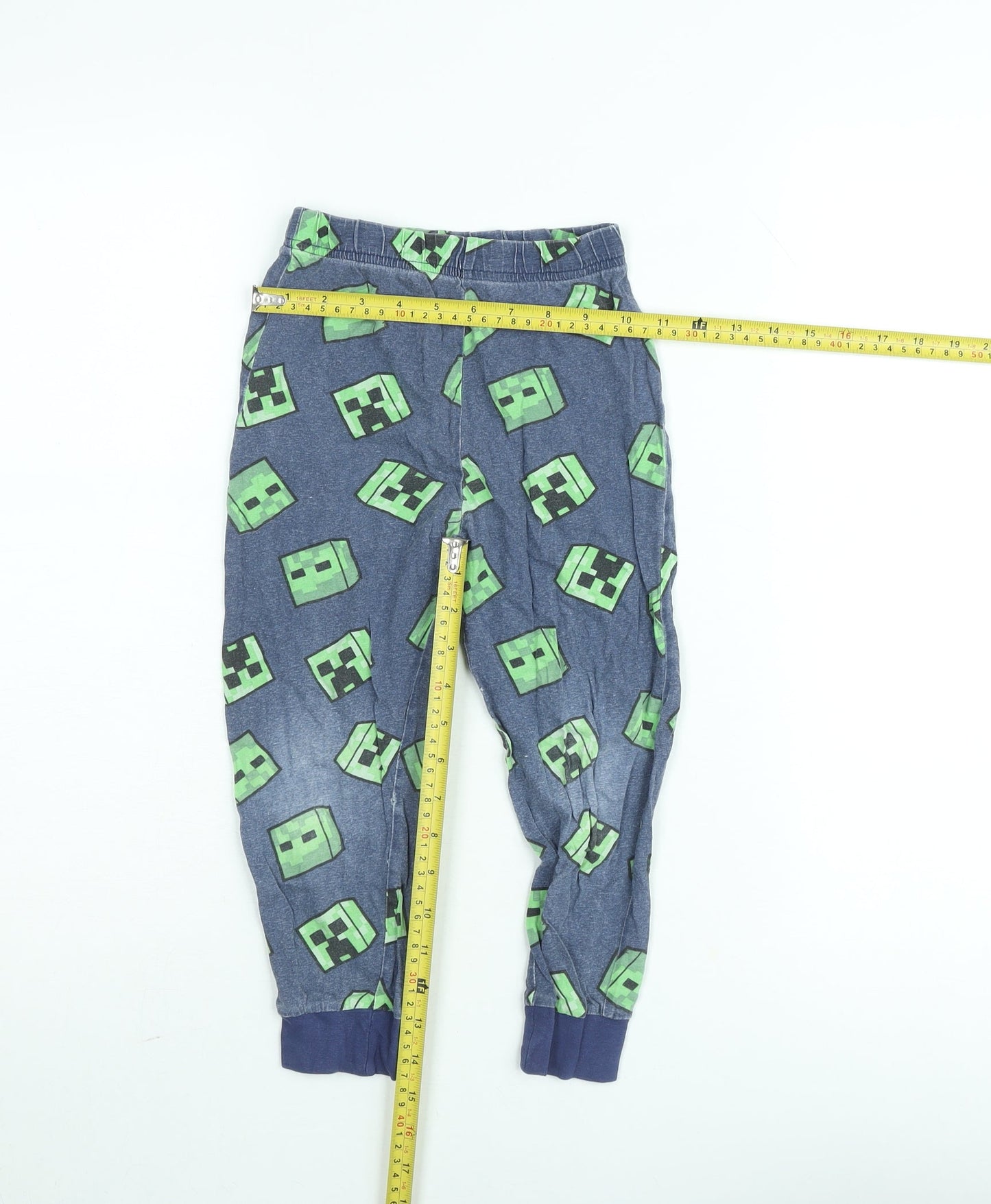 Dunnes Boys Blue Minecraft Creeper Lounge Pyjama Pants 5-6 Years Cotton Blend