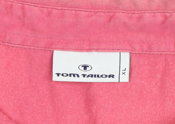 Tom Tailor Men's Pink XL Graphic Print Cotton Polo Shirt