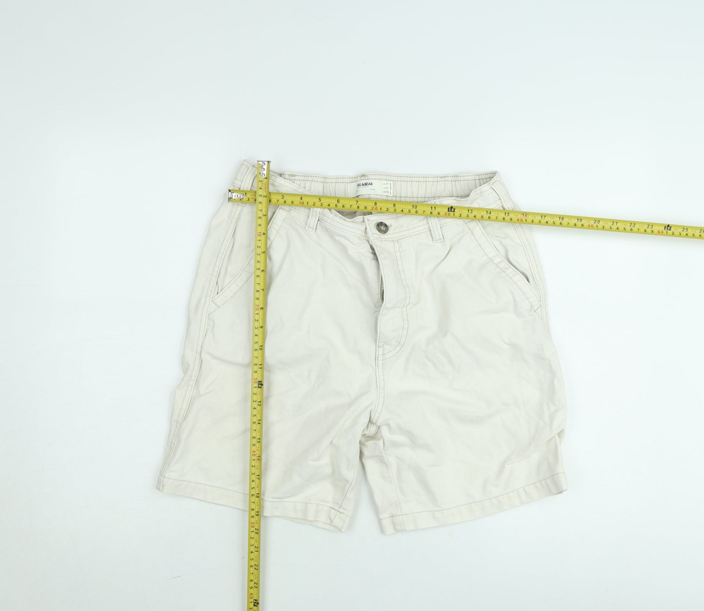 Pull & Bear Men’s Beige Chino Shorts Size M 32in Cotton Casual