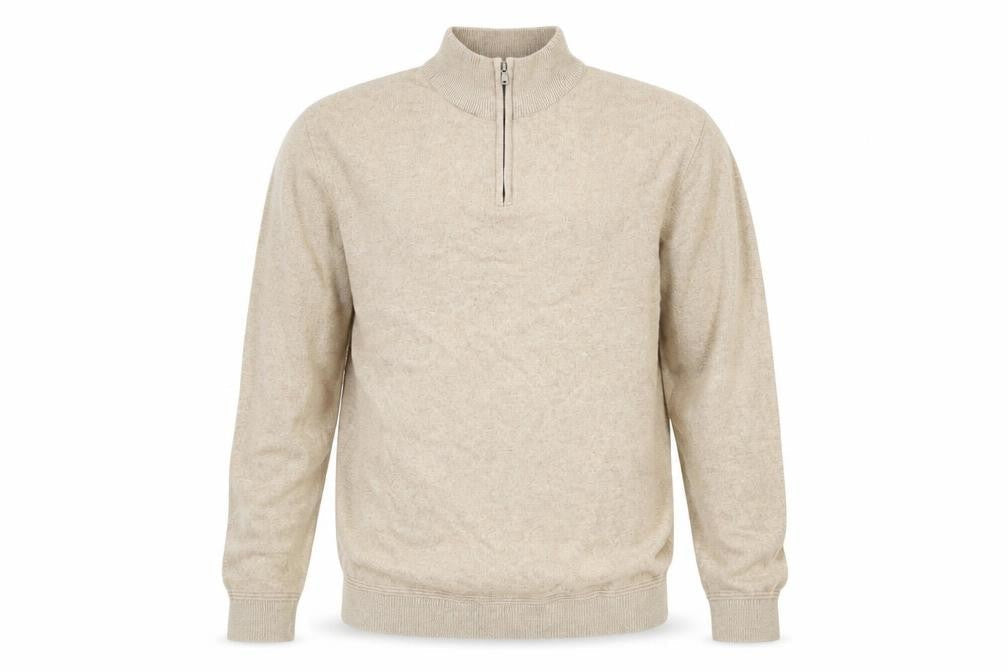 Topman Men’s Beige 1/2 Zip Mock Neck Knit Sweatshirt Size L