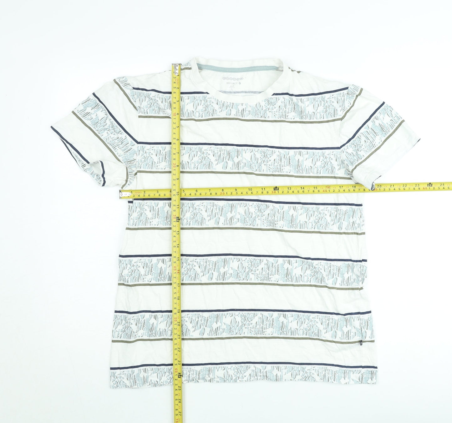 Bonobo Men’s White Striped Cotton T-Shirt Size L Classic Casual
