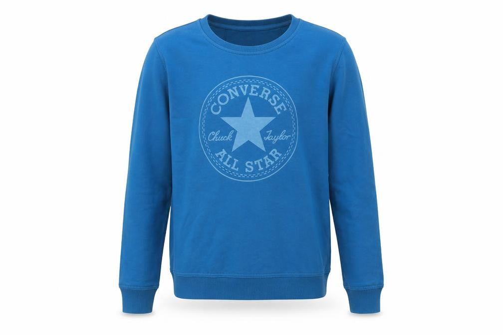 Converse Boys Blue Pullover Sweatshirt M Crew Neck Long Sleeve Logo Cotton