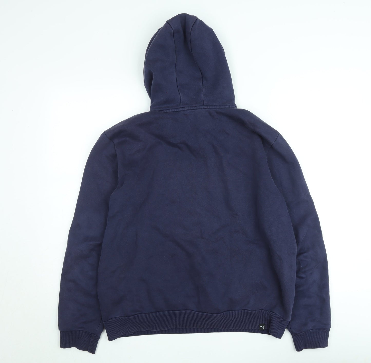 Puma Men's Blue Pullover Hoodie M Logo Sports Fleece Sweatshirt