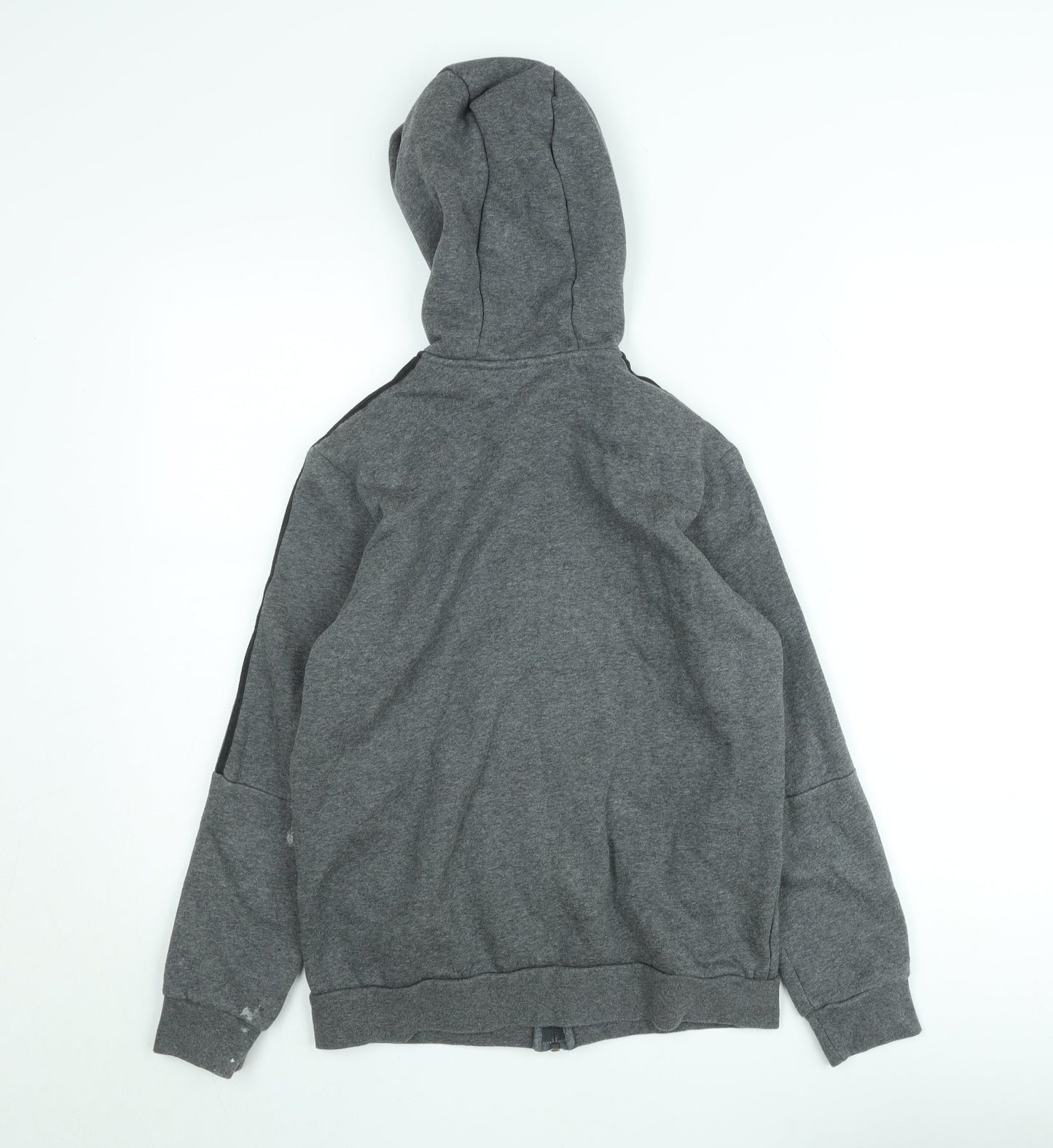 Adidas Teens Grey Full Zip Hoodie Size 164 Fleece Lined Sports Style