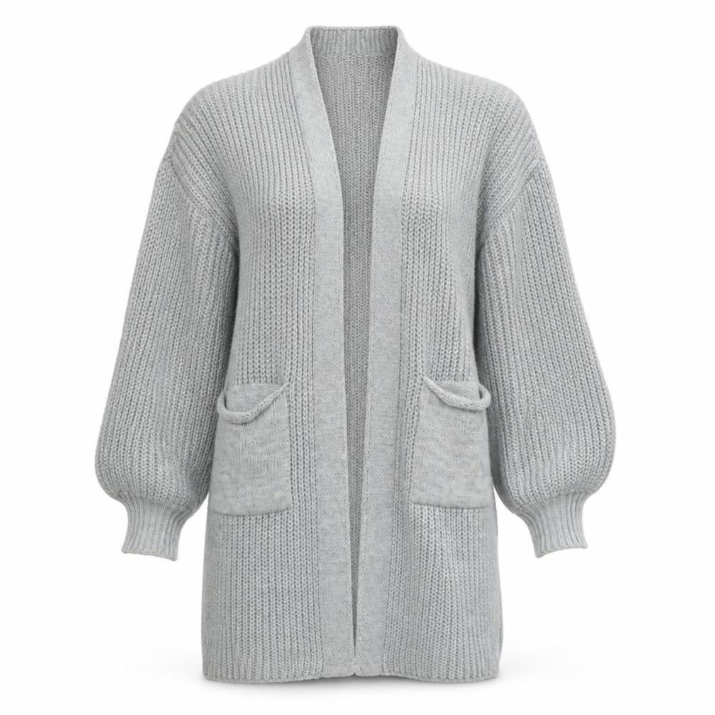 Blue Vanilla Women's Grey Chunky Knit Open Cardigan S/M