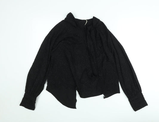 Next Womens Black Glitter Long Sleeve Tunic Blouse Size 10