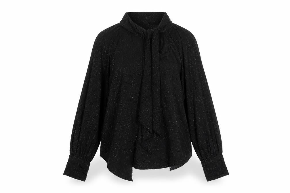 Next Womens Black Glitter Long Sleeve Tunic Blouse Size 10