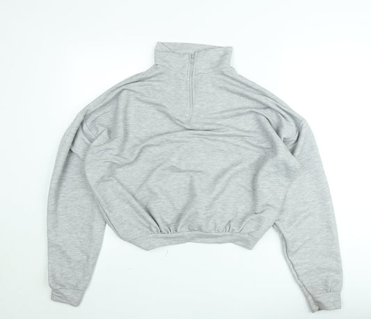 Boohoo Women Grey Small Half Zip High Neck Sweatshirt