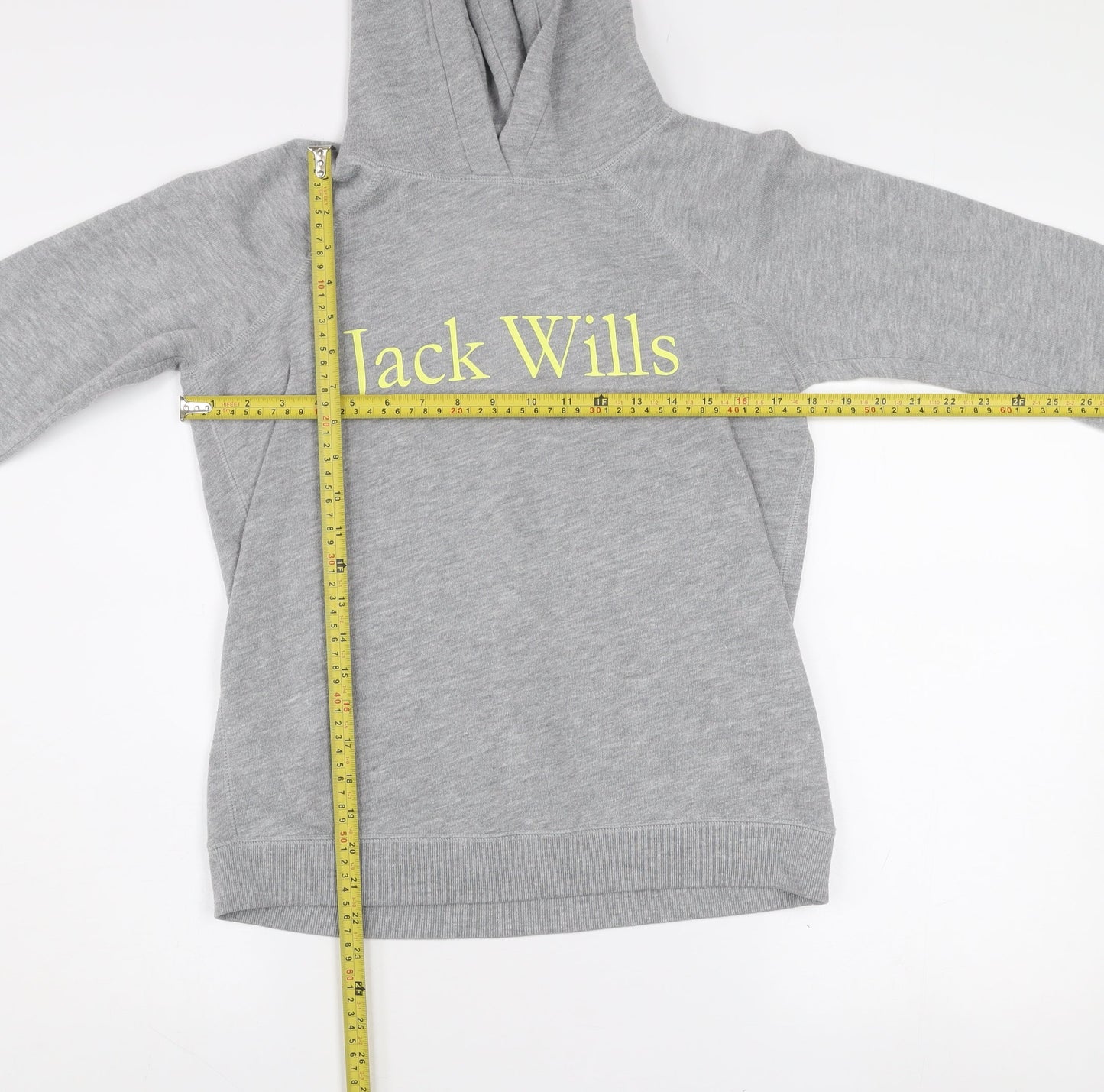 Jack Wills Girls Grey Pullover Hoodie Size 10 Years Logo Fleece Sweatshirt