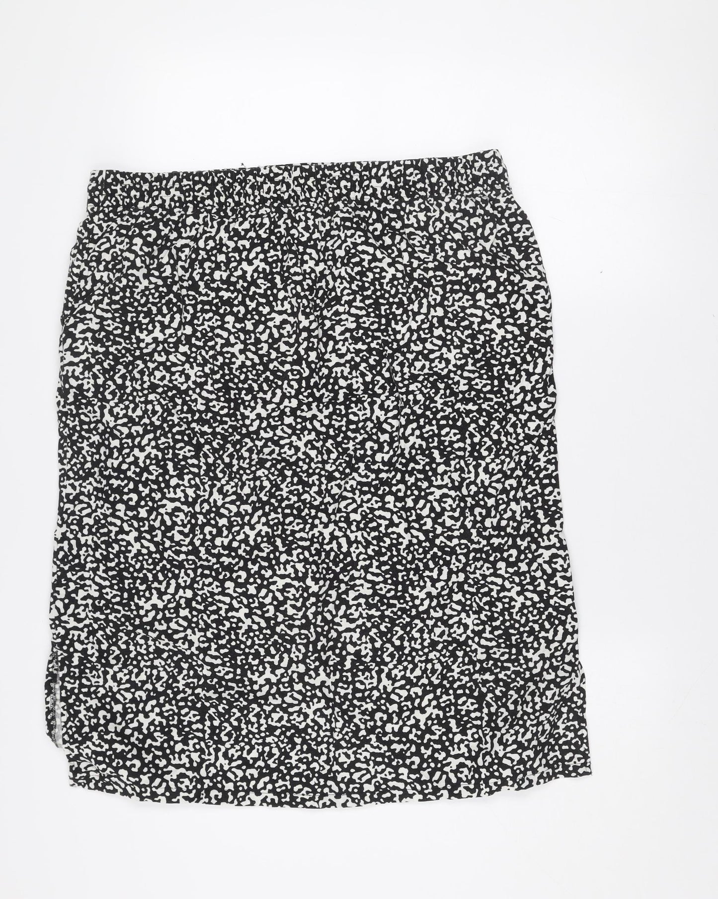 Marks and Spencer Women’s Black Geometric Linen Blend Knee Length Skirt Size 16
