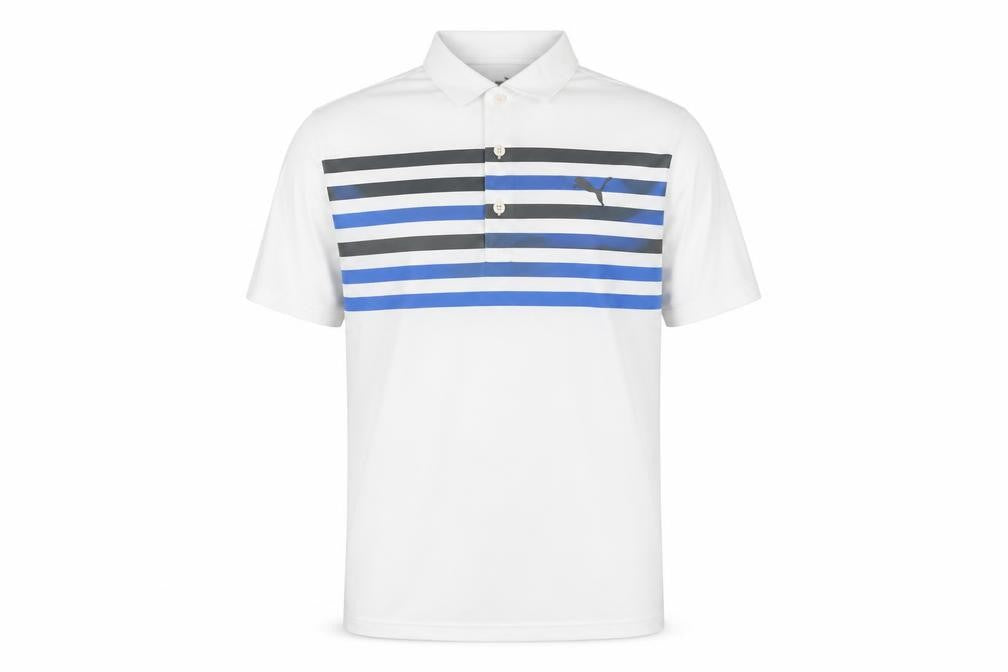Puma Men’s White Striped Golf Polo Shirt Size S Regular Fit