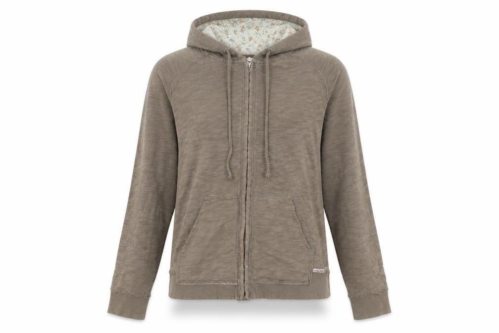 White Stuff Women’s Brown Cotton Hooded Zip Jacket Size 14