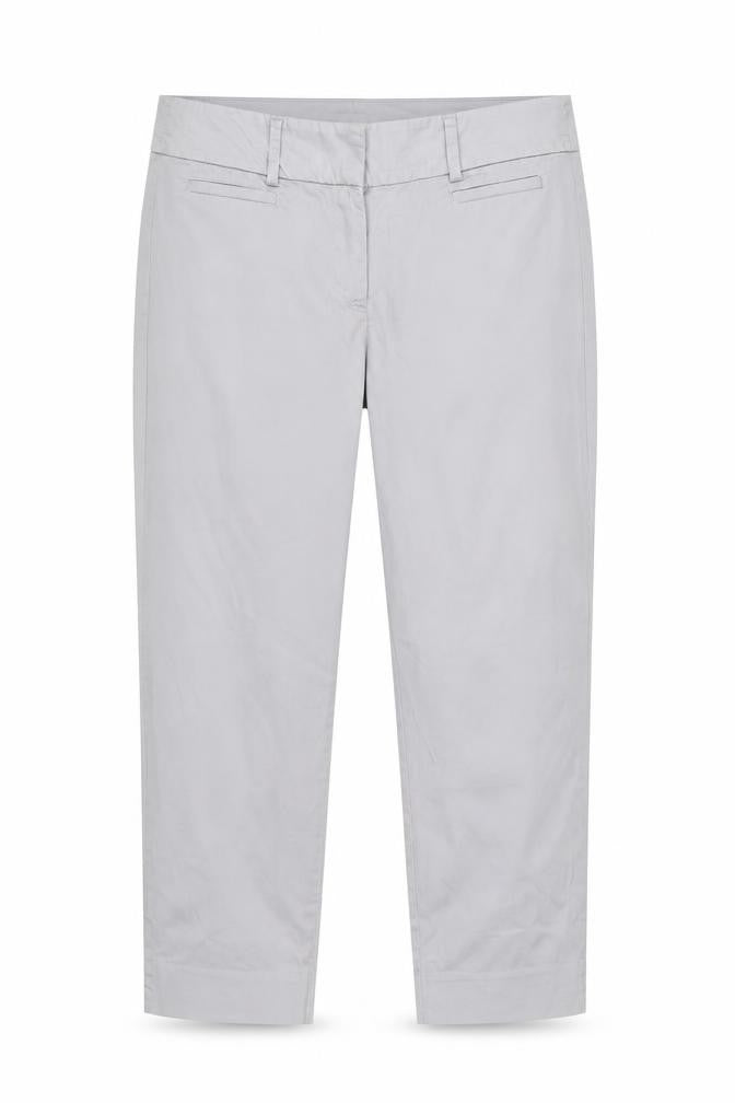LOFT Women Grey Original Crop Twill Trousers Size 8 Regular