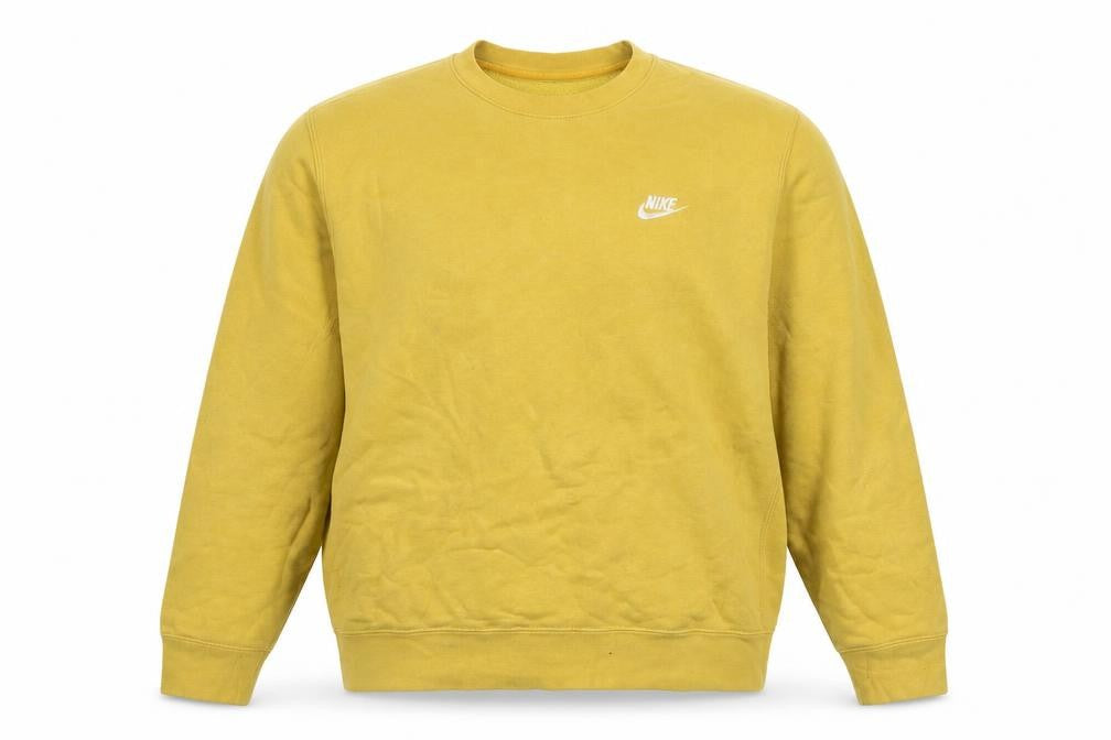Nike Women's Yellow Crew Neck Pullover Sweatshirt M Cotton Blend